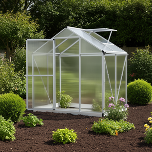 Serra in Policarbonato con Tetto Ventilato 4'L X 6'W, Struttura in Alluminio, Stile Moderno per Giardino - Product Image 2