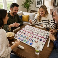 Jeu de Mahjong Américain Blanc Perle, 160 Pièces en Acrylique Effet Ondulation, Jeu de Table pour Fêtes de Famille et Cadeau de Fêtes