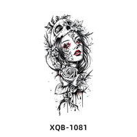 Nouveau Design Tatouage Temporaire Réaliste Noir 3D Feu Lion Tigre Loup Fleur Crâne Halloween Faux Autocollants Tatouages Manchon Demi-Bras
