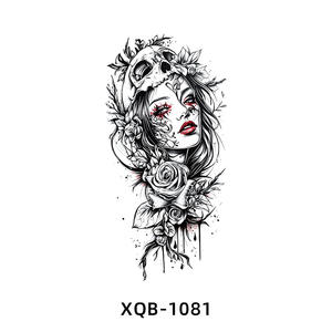 Nouveau Design Tatouage Temporaire Réaliste Noir 3D Feu Lion Tigre Loup Fleur Crâne Halloween Faux Autocollants Tatouages Manchon Demi-Bras - Product Image 2