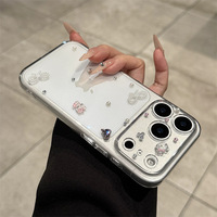 Coque de téléphone transparente en PC rigide avec strass, perles et nœud papillon pour iPhone 18 Pro Max, design personnalisé, style féminin, compatible iPhone 17