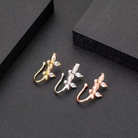 Anneau de nez factice en cuivre, en laiton avec CZ, papillon, sans perçage, à clipser, style punk, manchette de nez, bijoux de faux piercing