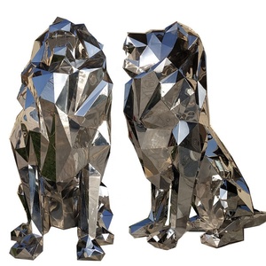 Nuevos productos calientes Gran jardín al aire libre decorado Estatua de animal forjado a mano Escultura De León de acero inoxidable - Product Image 3