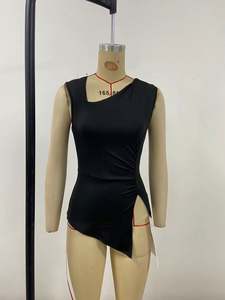 Wholesale Women's Casual T-Shirt Summer Irregular Design Sexy Sleeveless <b>Tank</b> <b>Top</b> Solid Color Slanted Neck Sleeveless <b>Top</b> - Product Image 4