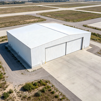 Hangar Prefabricado de Acero Galvanizado en Caliente para Aviones Privados, Paneles Aislantes de Doble Capa, Diseño Moderno, Resistente al Fuego