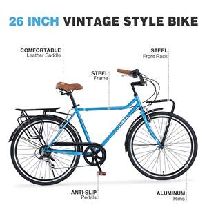 Bicicleta Urbana ZUKA de 26 Pulgadas, Estilo Vintage, 7 Velocidades, Cuadro de Acero, para Hombre y Mujer - Product Image 3