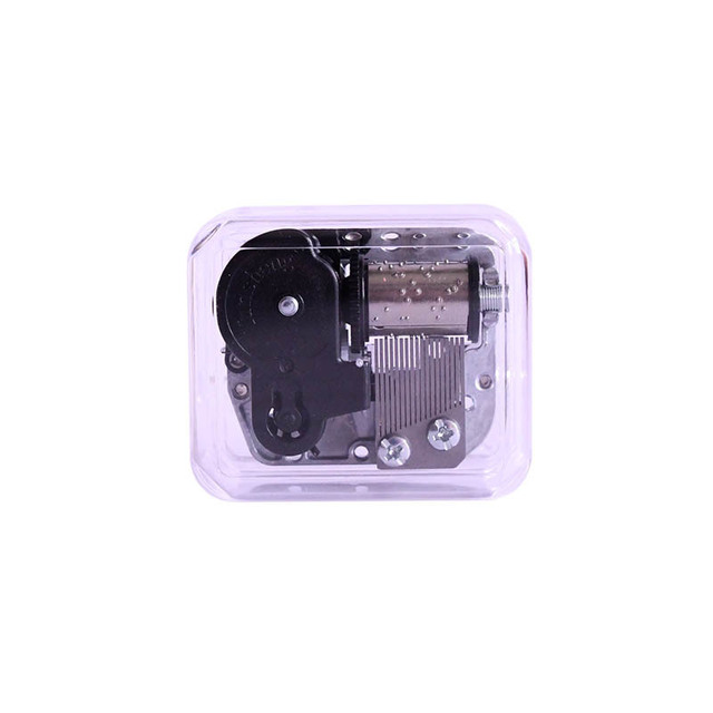 Popular Presents Transparent Plastic Case Music Box Silver Mechanism