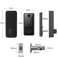 Serrure de porte numérique intelligente personnalisable 5-en-1, entrée sans clé, verrouillage automatique, empreinte digitale avec stockage cloud et réseau IP pour porte en bois