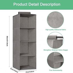 Organisateur de placard suspendu pliable à 4 étagères en tissu non tissé, sac de rangement portable pour armoire - Product Image 2
