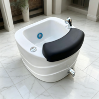 Fauteuil de pédicure professionnel de luxe pour salon, avec cuve acrylique profonde, fonction bain d'huile, lampe LED et système de jets sans conduites pour massage des pieds et des ongles.
