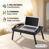 Plateau de lit en bambou durable, couleur bois teinté, qualité stable, sain, sans formaldéhyde, table pliante pour le petit-déjeuner, portable
