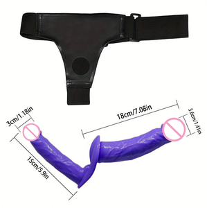 Горячая новинка 2025: Двусторонние кожаные штаны с реалистичным дилдо – носимая сексуальная игрушка для лесбиянок и геев - Product Image 2