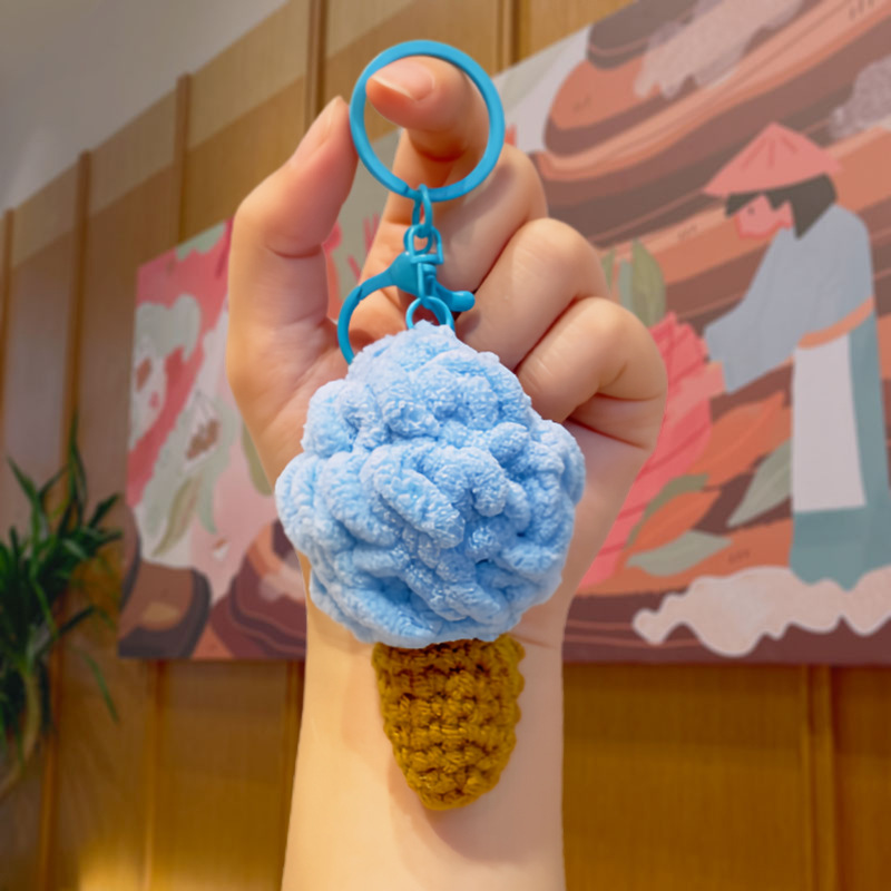 Yarn-knitted ice cream-Blue