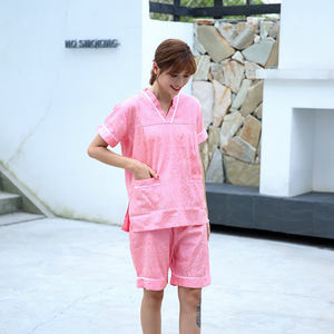 Hecho en China Traje de pantalones cortos con cuello en V de gran tamaño Sauna Baño de pies Uniforme Pareja Pijamas para el hogar Patrón plegable - Product Image 4