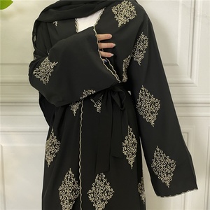 1799# Gold Embroidery Islamic Abaya for Women Middle East Arab Turkey Fashion Trend Ladies <b>Cardigan</b> Robe Dubai - Product Image 6