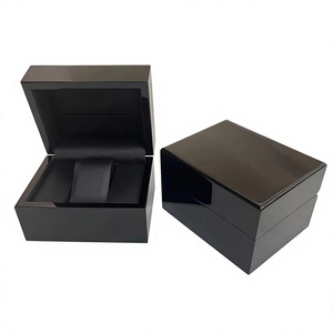 Rectangle Plastic <b>Watch</b> Box With Snap Closure Black Dustproof Inner <b>Case</b> For Timepieces - Product Image 1