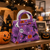 Bolsa de Fieltro Reutilizable Ecológica de Fábrica en Oferta, Bolsa de Mano Portátil para Niños, Bolsa de Almacenamiento para Dulces de Halloween