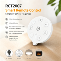 Remote Control IR 7 Tombol JCXK OEM ODM RCT2007 dengan Baterai CR2025 dan Tombol Silikon untuk Kipas Sirkulator Udara