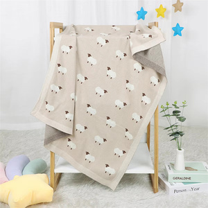 1 pezzo Private Label Baby Boy plaid da neonato graziosi passeggini da bambina appena nati di pecora avvolgono morbida coperta in maglia di cotone per <span class=keywords><strong>neonati</strong></span> - Product Image 1