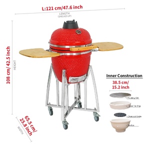 SEB <span class=keywords><strong>KAMADO</strong></span> 18 pouces <span class=keywords><strong>japonais</strong></span> <span class=keywords><strong>kamado</strong></span> grills charbon de bois avec table fumeur <span class=keywords><strong>bbq</strong></span> céramique rouge <span class=keywords><strong>kamado</strong></span> grill - Product Image 2