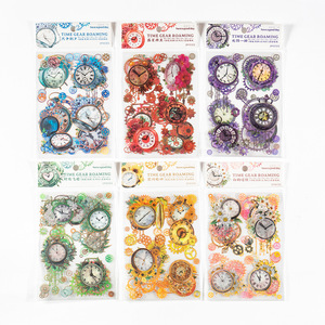 2 pezzi/pacco adesivi per animali domestici Time Wheel Roaming Series artistico Laser Gold Clock adesivi per <span class=keywords><strong>Notebook</strong></span> fai da te 6 modelli - Product Image 5