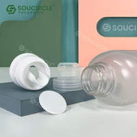 Bouteille vide ovale en plastique PET personnalisée de 300ml, adaptée au détergent/liquide de lessive, avec bouchon de contrôle de débit à double couche