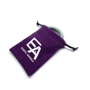 Violet Drawstring Suede perak cap Hadiah dompet koin tas perhiasan tahan debu