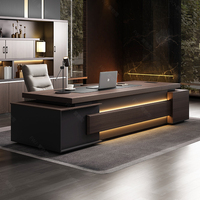 Bureau de Direction Modulaire en Bois CEO, Table de Bureau Exécutif Nouveau Design, Plateau Moderne Noyer et Gris, Ensemble Bureau et Chaise