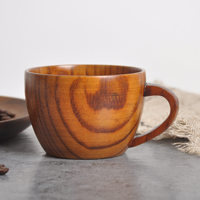 Mug à café en bois de jujube massif avec poignée ergonomique, capacité de 300 ml, tasse à eau isolée anti-brûlure pour le bureau et la maison