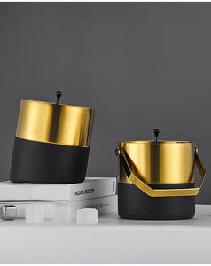 ถังแช่น้ำแข็งเบียร์พร้อมที่จับทำจากโลหะสแตนเลสสีทองหรูหราหรูหรามีโลโก้ออกแบบได้ตามต้องการ - Product Image 6