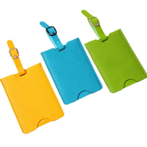 Étiquette de bagage en PU <span class=keywords><strong>simple</strong></span> et élégante, étiquette de sécurité pour valise, anti-perte, avec logo imprimé pour carte d'embarquement - Product Image 4