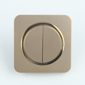 Gang Champagne Gold Round Flush Wall Switch Gold Rim 86Type PC Silver Contacts Dual Light Control EU Villa Hotel Socket Match