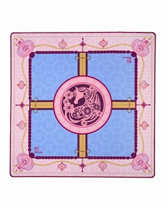 Tapis de table de mahjong Chinoiserie en bambou, motif pivoine bleue et rouge, 31,5 po x 31,5 po, moderne, pliable, antidérapant, avec règles, design floral chinois classique - Product Image 3