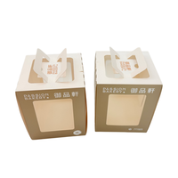 Boîte à gâteau en papier avec fenêtre et logo personnalisé en relief, emballage de boulangerie jetable de qualité alimentaire OEM pour desserts, pâtisseries, biscuits et coffrets cadeaux