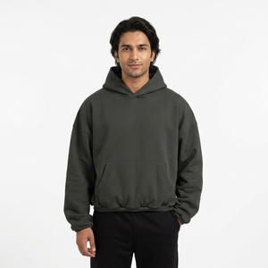 Luxury High Quality Fleece Cotton No <b>String</b> Heavyweight Hoodie Unisex Custom Oversized Cropped Hoodies - Product Image 1