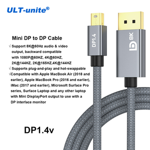 Câble <span class=keywords><strong>Mini</strong></span> DisplayPort vers DisplayPort ULT-unite 2m gris tressé 8K 60Hz 4K 144Hz <span class=keywords><strong>Mini</strong></span> <span class=keywords><strong>DP</strong></span> vers <span class=keywords><strong>DP</strong></span> - Product Image 1