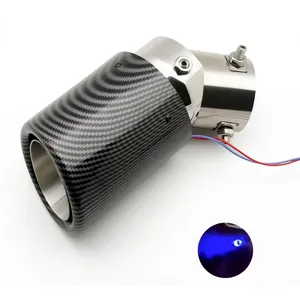 New Matte Carbon Fiber Exhaust Pipe Tips Muffler with LED Lights