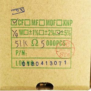 Bulk Discount CF1/4W-51Kohm5% T52 1/4W Resistors Carbon Film Resistors 51Kohm 5% 1/4W - Product Image 1