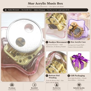<span class=keywords><strong>Caja</strong></span> <span class=keywords><strong>de</strong></span> Música Acrílica en Forma <span class=keywords><strong>de</strong></span> Estrella Grabada Personalizada con Movimiento Sankyo, Giratoria, Regalo <span class=keywords><strong>de</strong></span> Navidad, OEM, Venta al por Mayor, Mini Decoración Musical para el Hogar, Rosa - Product Image 3