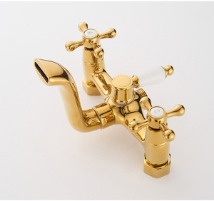 Ensemble de robinetterie à double poignée en laiton massif avec mitigeur, pommeau de douche mural français à jet pluie, cascade et massage, finition polie douce pour hôtel et <span class=keywords><strong>WC</strong></span> - Product Image 6