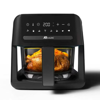 Anbolife 6L Friteuse à air numérique saine avec contrôle numérique, panneau de contrôle numérique en verre visible, pot de friteuse à air, four électrique en verre