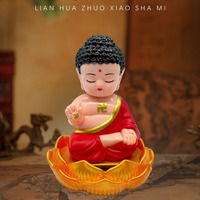 Ornement Bouddha à Tête Clignotante Alimenté par Énergie Solaire, Figurine en Plastique ABS à Secouement Automatique pour Décoration Feng Shui Maison et Voiture, Cadeau Porte-Bonheur