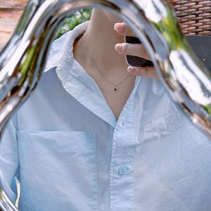 Exquisito Collar de Plata Pura S925 para Mujer, Colgante de Copo de Nieve Azul de Ensueño, Diseño Japonés de Alta Gama, Zirconia, Dulce y Delicado - Product Image 4