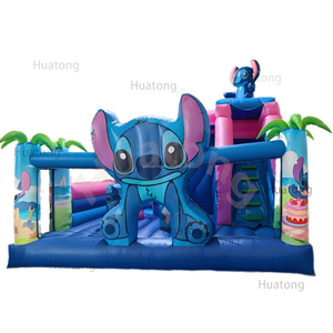 Huatong PVC Phim Hoạt Hình Thương Mại In Màu Xanh Inflatable Lâu Đài <span class=keywords><strong>Bouncy</strong></span> Nhảy Lâu Đài Với Trượt Nhà Bị Trả Lại Cho Trẻ Em Bên - Product Image 2