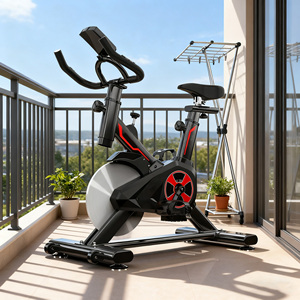 Vélo <span class=keywords><strong>d</strong></span>'<span class=keywords><strong>Appartement</strong></span> Compact pour Maison et <span class=keywords><strong>Bureau</strong></span> - Vélo de Spinning Léger avec Patins de Frein en Laine pour Appartements et Fitness au Travail - Product Image 3