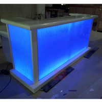 Comptoir de bar moderne de luxe personnalisé avec éclairage LED pour usage commercial, domestique, hôtelier, salle de sport, surface solide en acrylique, garantie de 10 ans