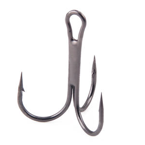 20 pz/scatola 2 #4 #6 #8 # esca da pesca a tre ami in acciaio ad alto tenore di carbonio in nero bianco rosso Nickel accessorio da pesca amo - Product Image 2