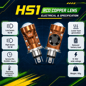 Bombilla LED para Proyector RCD CSBR0115L Tricolor H4 HS1, 3000K <span class=keywords><strong>Amarillo</strong></span> Dorado, 6000K Blanco, Faro Delantero de Doble Haz para Motocicleta, CE EMC - Product Image 5