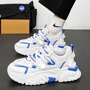 Chaussures à lacets pour hommes, nouveau style automne, semelle épaisse, bout rond, sport, course, décontractées, polyvalentes, respirantes, en maille, blanches, style Dad Shoes - Product Image 4