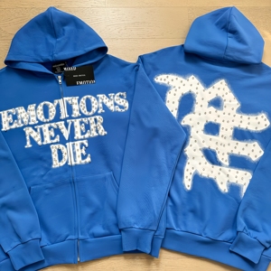 Sudadera con Capucha Personalizada para Hombre 2026, Estilo Punk Y2K, con Pedrería, Gráficos, Letras Góticas, Sudadera Gruesa, OEM - Product Image 2